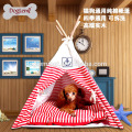 Pets Supplies Stripe Canvas Indian Tents Nature Wooden Cat House Dog Pet Tent Teepee